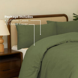 MHG Living Chunky Waffle Duvet Cover Set - Polycotton Blend, Button Fastening - (Single, Olive Green) - thumbnail 7