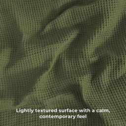 MHG Living Chunky Waffle Duvet Cover Set - Polycotton Blend, Button Fastening - (Single, Olive Green) - thumbnail 5