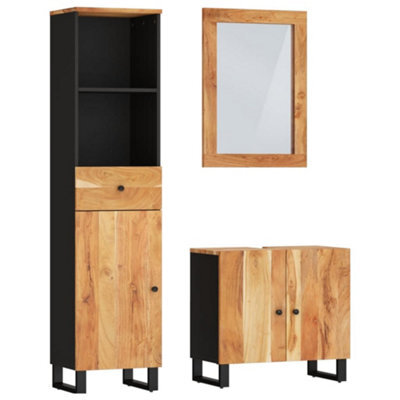 Berkfield Durable 3 Piece Bathroom Furniture Set Solid Wood Acacia