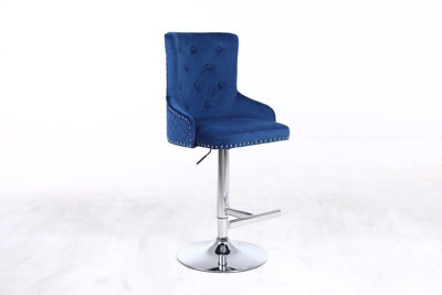 Hygrad Built to Survive Set Of 2 Luxury Velvet Bar Stools With Lion Knocker Back Rest Padded Breakfast Bar Stools - image 1