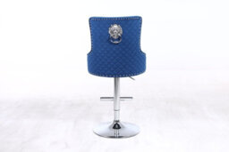 Hygrad Built to Survive Set Of 2 Luxury Velvet Bar Stools With Lion Knocker Back Rest Padded Breakfast Bar Stools - thumbnail 2