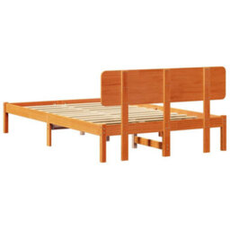 Berkfield Bed Frame With Headboard Wax Brown 135X190 Cm Solid Pine Wood - thumbnail 8