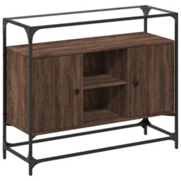 Berkfield Sideboard With Glass Top Brown Oak 98X35X81 Cm Engineered Wood - thumbnail 2