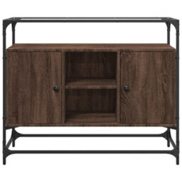 Berkfield Sideboard With Glass Top Brown Oak 98X35X81 Cm Engineered Wood - thumbnail 4