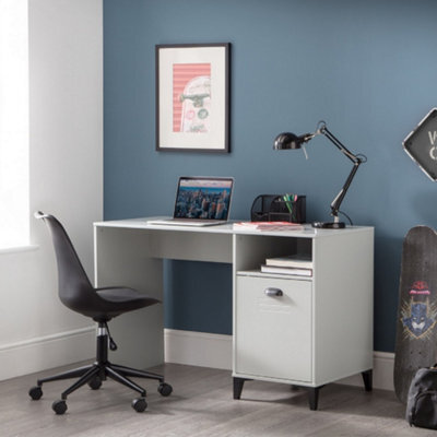 Julian Bowen Lakers Grey 1 Door 1 Drawer Desk, Locker Effect, Wood, Storage, Height: 75 X Width: 120 X Depth: 55Cm - image 1