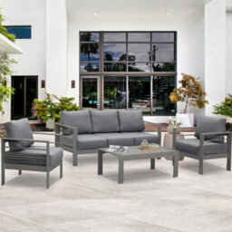 Garden Store Direct Wisteria Lane 4 Piece Lounge Set Aluminium Furniture - Anthracite Grey - thumbnail 1