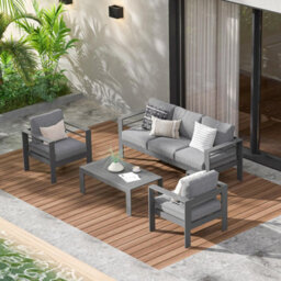 Garden Store Direct Wisteria Lane 4 Piece Lounge Set Aluminium Furniture - Anthracite Grey - thumbnail 2