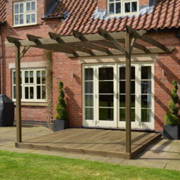 Rutland County Garden Furniture Wall Mounted Pergola And Decking Kit - L240 X W240 X H270  Cm - Rustic Brown - thumbnail 3