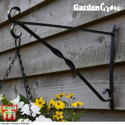 Thompson & Morgan Hanging Basket Wall Brackets In Black Metal With Fixings 25Cm X 36Cm (X4) - image 1