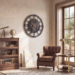 Large Wall Clock Gear Clock With World Map With Moving Gears - thumbnail 3
