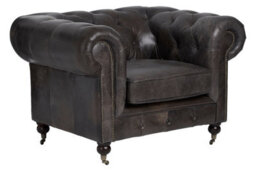 Orsina Dark Grey Chair,leather Upholstered Ocassional Chair,plush Patio Chair,armchair With Button Tufted Backrest