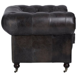 Orsina Dark Grey Chair,leather Upholstered Ocassional Chair,plush Patio Chair,armchair With Button Tufted Backrest - thumbnail 5