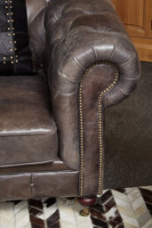 Orsina Dark Grey Chair,leather Upholstered Ocassional Chair,plush Patio Chair,armchair With Button Tufted Backrest - thumbnail 2