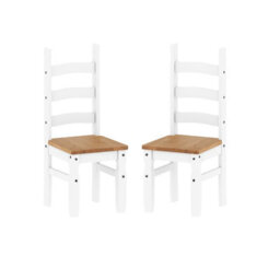 Mercers Furniture Corona White Pair Of Dining Chairs X2 Solid Wood Mexican Pine Wooden - thumbnail 6