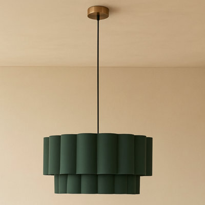 CGC Lighting Cgc Selina Scalloped Two Tier Forest Green Drum Lampshade Large 48Cm - image 1