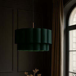 CGC Lighting Cgc Selina Scalloped Two Tier Forest Green Drum Lampshade Large 48Cm - thumbnail 4