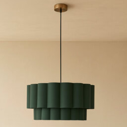 CGC Lighting Cgc Selina Scalloped Two Tier Forest Green Drum Lampshade Large 48Cm - thumbnail 1