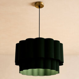 CGC Lighting Cgc Selina Scalloped Two Tier Forest Green Drum Lampshade Large 48Cm - thumbnail 2