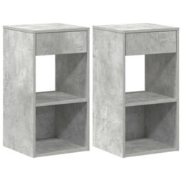 Berkfield Bedside Cabinets With Drawer 2 Pcs Concrete Grey 35X34X66.5 Cm - thumbnail 2