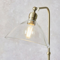 Luminosa Lighting Luminosa Bellora Glass Floor Lamp Antique Brass Plate & Clear Glass 10W Led E27 - thumbnail 3