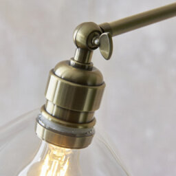 Luminosa Lighting Luminosa Bellora Glass Floor Lamp Antique Brass Plate & Clear Glass 10W Led E27 - thumbnail 5