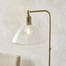 Luminosa Lighting Luminosa Bellora Glass Floor Lamp Antique Brass Plate & Clear Glass 10W Led E27 - thumbnail 4