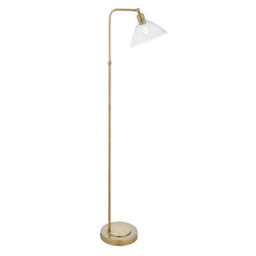 Luminosa Lighting Luminosa Bellora Glass Floor Lamp Antique Brass Plate & Clear Glass 10W Led E27