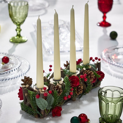 Dibor Roses Four Dinner Centrepiece Christmas Decoration Tealight Holder Candle Holder - image 1