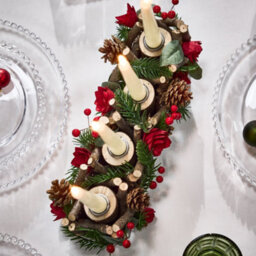 Dibor Roses Four Dinner Centrepiece Christmas Decoration Tealight Holder Candle Holder - thumbnail 2