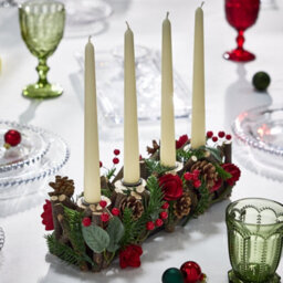 Dibor Roses Four Dinner Centrepiece Christmas Decoration Tealight Holder Candle Holder - thumbnail 1
