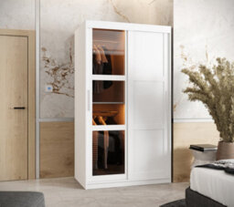 Arte Parma Iiii Sliding Door Wardrobe (H2000mm W1000mm D620mm) With Shelves - White Matt