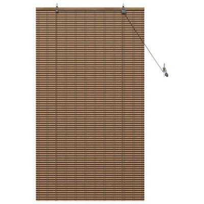 Berkfield Modern Window Blind With Curtains Manual Brown 90 X 160 Cm Bamboo