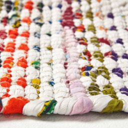 Homescapes Handwoven Multi Coloured 100% Cotton Diamond Chindi Rug, 90 X 150 Cm - thumbnail 4
