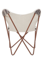 Orsina Grey And White Butterfly Chair, Modern Fabric Accent Chair With Polished Metal Legs, Contemporary Chair - thumbnail 4