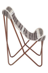 Orsina Grey And White Butterfly Chair, Modern Fabric Accent Chair With Polished Metal Legs, Contemporary Chair - thumbnail 5