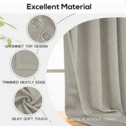 Bedlooms Mink Linen Curtain 100% Blackout Thermal Insulated Eyelet Curtain (Pair) 66 X 90 Inches With Tie Back Two - thumbnail 5