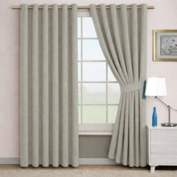 Bedlooms Mink Linen Curtain 100% Blackout Thermal Insulated Eyelet Curtain (Pair) 66 X 90 Inches With Tie Back Two - thumbnail 2