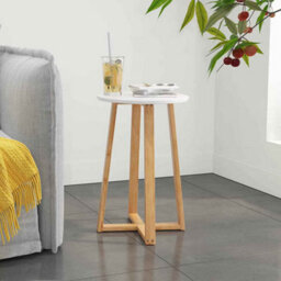 Aspect Furniture Avery Side Table, White Wooden Top, Bamboo Legs