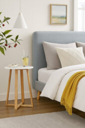 Aspect Furniture Avery Side Table, White Wooden Top, Bamboo Legs - thumbnail 4