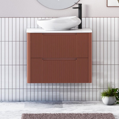 Royal Bathrooms Avenza 700mm Terracotta Clay Wall Hung Bathroom Countertop Vanity Unit 2 Drawer With Nova Basin - image 1