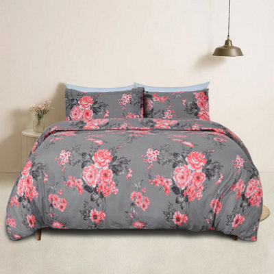 Bedlooms Floral Printed Duvet Cover Set, Reversible & Hypoallergenic Bedding Pack, Super King 226X220Cm