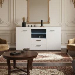 Rumba Modern Sideboard 157 Cm With 2 Drawers Stylish And Durable Storage For Living Or Dining Rooms White - thumbnail 1