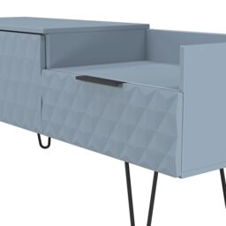Anzio Matt Denim Blue Media Unit With 2 Drawers, (H)51.6Cm X (W)127.9Cm X (D)39.3Cm - thumbnail 6