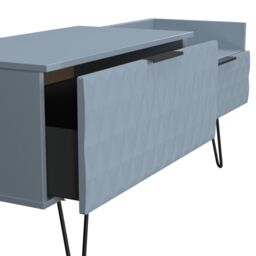 Anzio Matt Denim Blue Media Unit With 2 Drawers, (H)51.6Cm X (W)127.9Cm X (D)39.3Cm - thumbnail 7