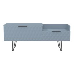 Anzio Matt Denim Blue Media Unit With 2 Drawers, (H)51.6Cm X (W)127.9Cm X (D)39.3Cm - thumbnail 2