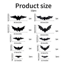 12Pcs Bats Wall Decor Halloween Decorations 3D Realistic Bat With Led Lights - thumbnail 2