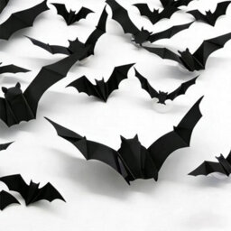 12Pcs Bats Wall Decor Halloween Decorations 3D Realistic Bat With Led Lights - thumbnail 3