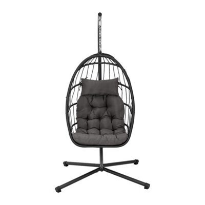 Living And Home Folable 1 Seater Egg Chair Swing Chair Garden Hanging Chair With Metal Stand And Seat Cushion Pad - image 1