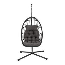Living And Home Folable 1 Seater Egg Chair Swing Chair Garden Hanging Chair With Metal Stand And Seat Cushion Pad - thumbnail 1