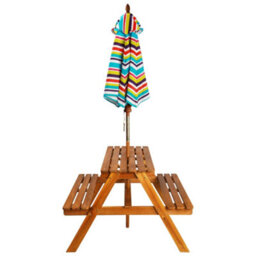 Berkfield Kids Picnic Table With Parasol 79X90X60 Cm Solid Acacia Wood - thumbnail 3